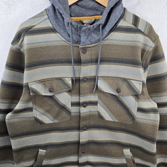 Quiksilver Hooded Shirt Jacket Mens Medium Striped Shacket Western Aztec Surf - Picture 3 of 9